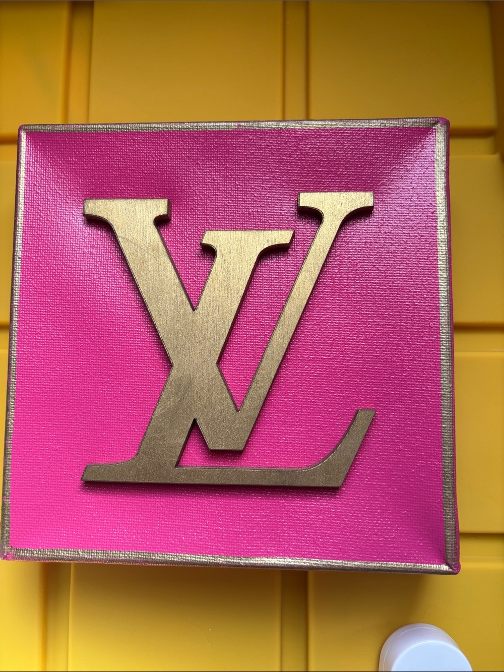 Lux-Style Pink Wall Plaque with Gold Monogram